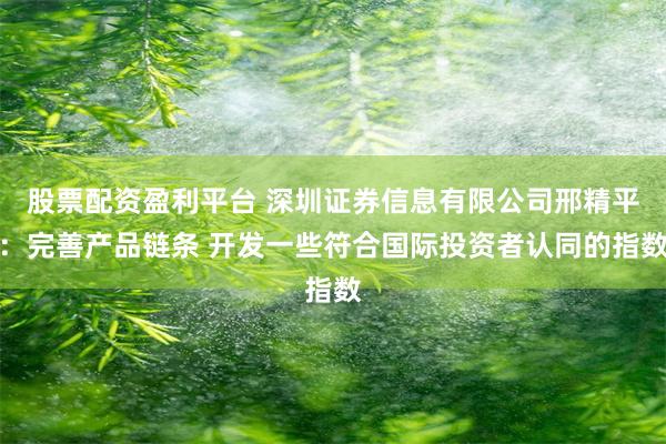 股票配资盈利平台 深圳证券信息有限公司邢精平：完善产品链条 开发一些符合国际投资者认同的指数