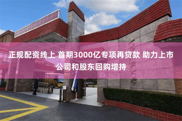 正规配资线上 首期3000亿专项再贷款 助力上市公司和股东回购增持